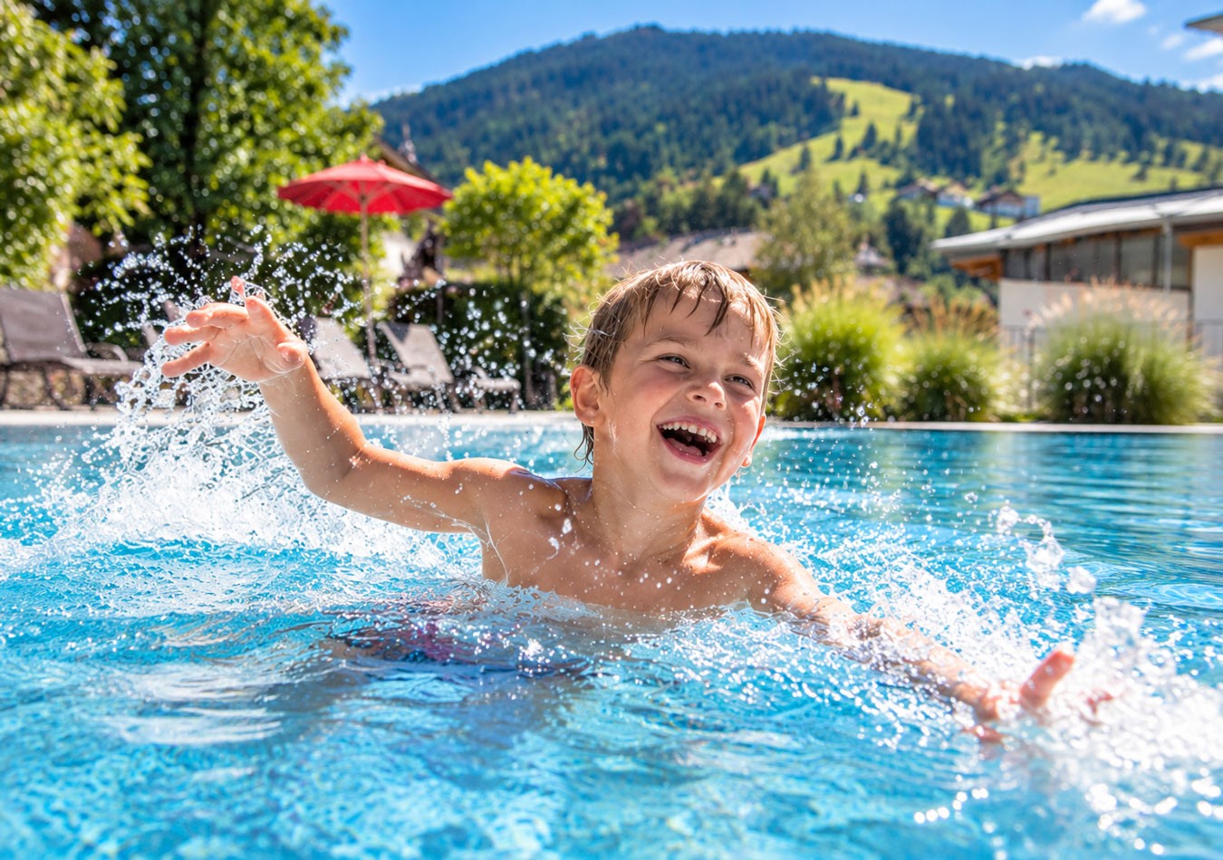 Outdoor pool at the Appartements Schattauer