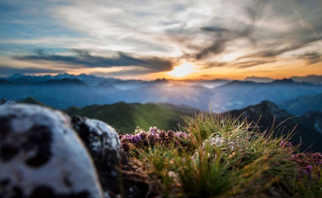 Draugstein im Sonnenuntergang