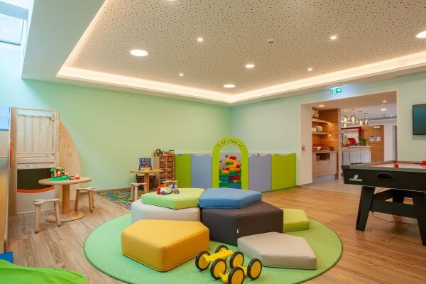 Indoor play area with many play options for little guests and relaxed family time at Schattauer