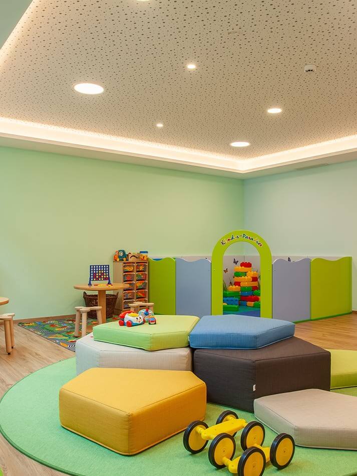 Affectionately designed indoor play area with many play opportunities for little guests